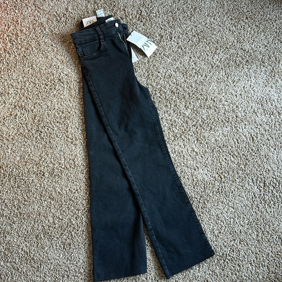 Zara black jeans , size 0 Mini Flare high rise , ankle length - Picture 5 of 5